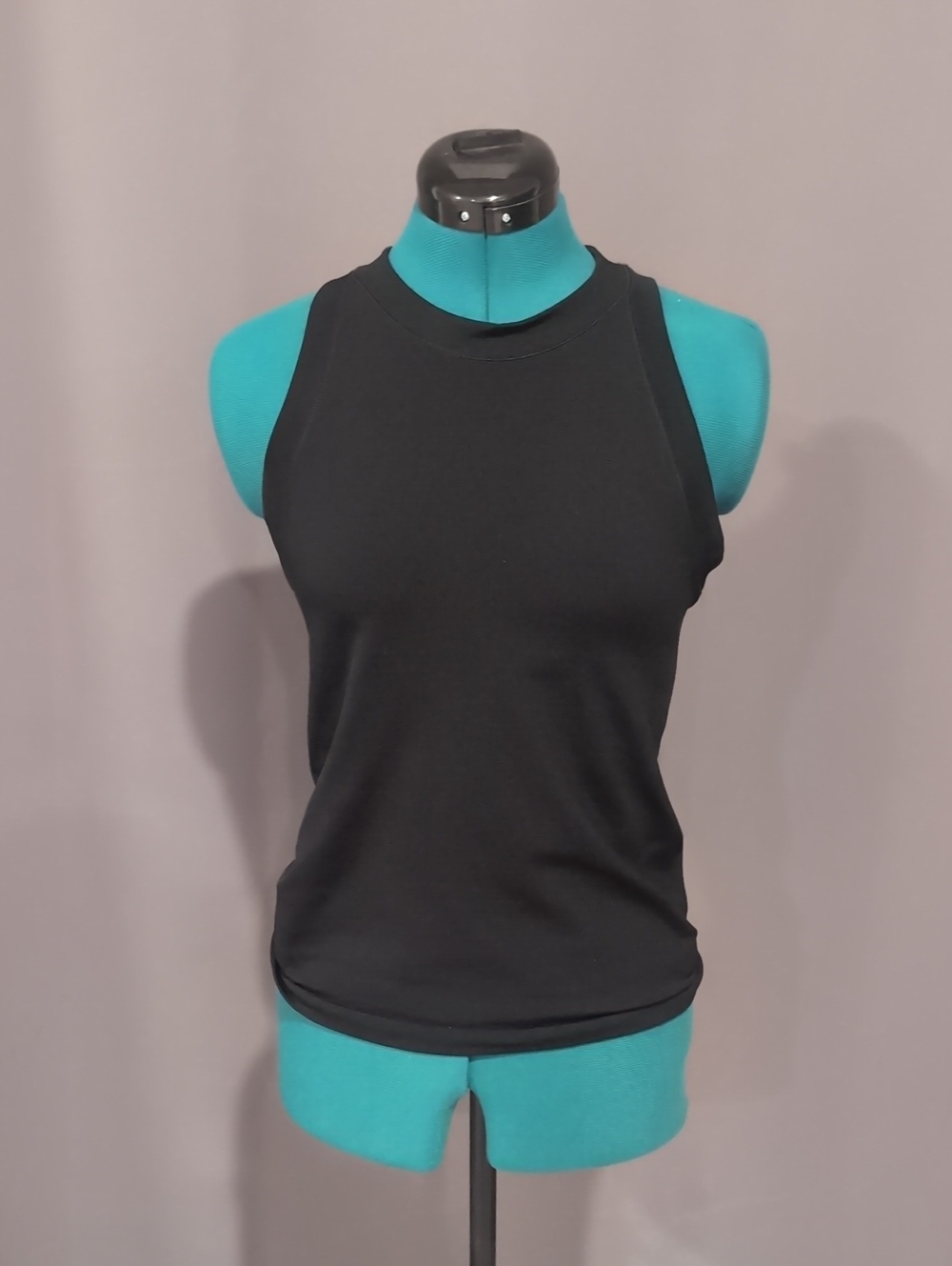 Athleta Black Rib-Texture High Neck Tank